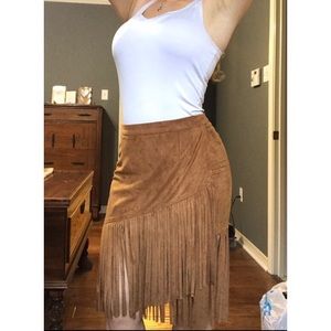 Fringe Velvet Skirt